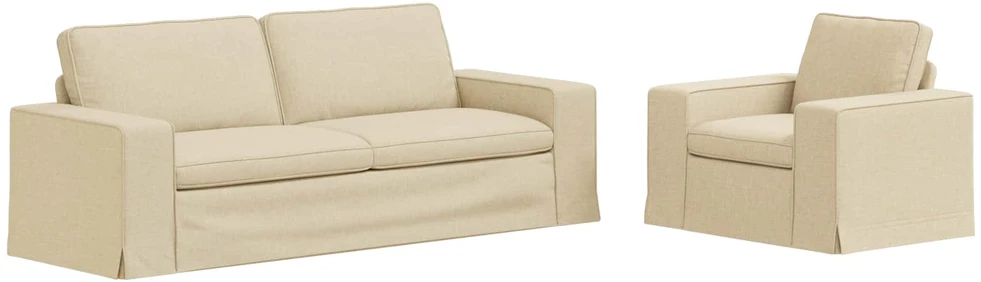 Sofa 2 pcs Kreminė Metalas