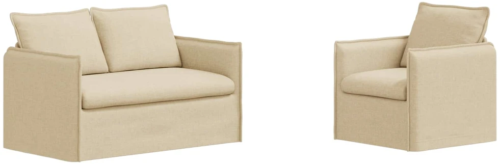 Sofa 2 pcs Kreminė Metalas