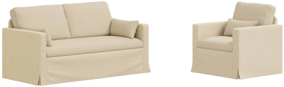 Sofa 2 pcs Kreminė Metalas