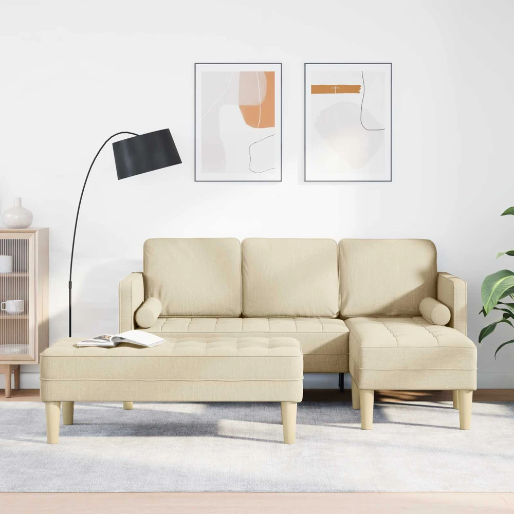 Sofa Sofos komplektas 2 vnt. Kreminė Poliesteris