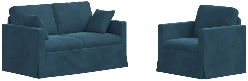 Sofa Sofos komplektas 2 vnt. Mėlyna Aksomas