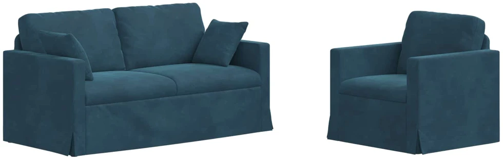 Sofa Sofos komplektas 2 vnt. Mėlyna Aksomas