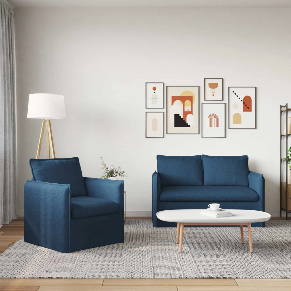 Sofa Sofos komplektas 2 vnt. Mėlyna Audinys