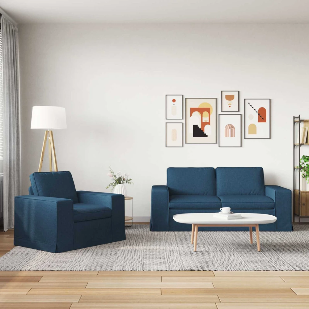 Sofa Sofos komplektas 2 vnt. Mėlyna audinys