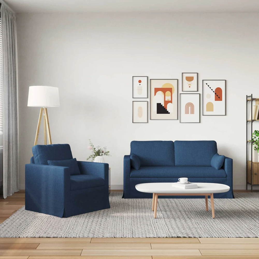 Sofa Sofos komplektas 2 vnt. Mėlyna audinys