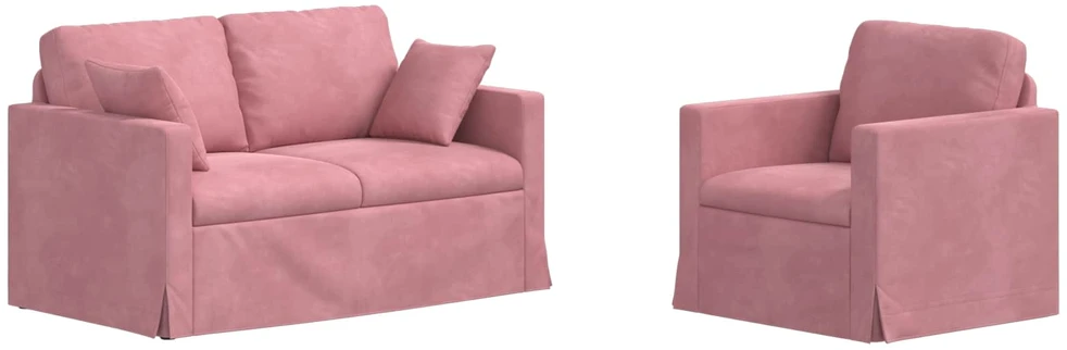 Sofa Sofos komplektas 2 vnt. Rožinė Aksomas
