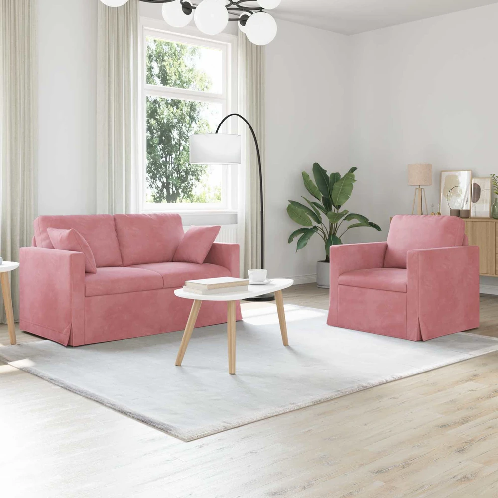 Sofa Sofos komplektas 2 vnt. Rožinė Aksomas