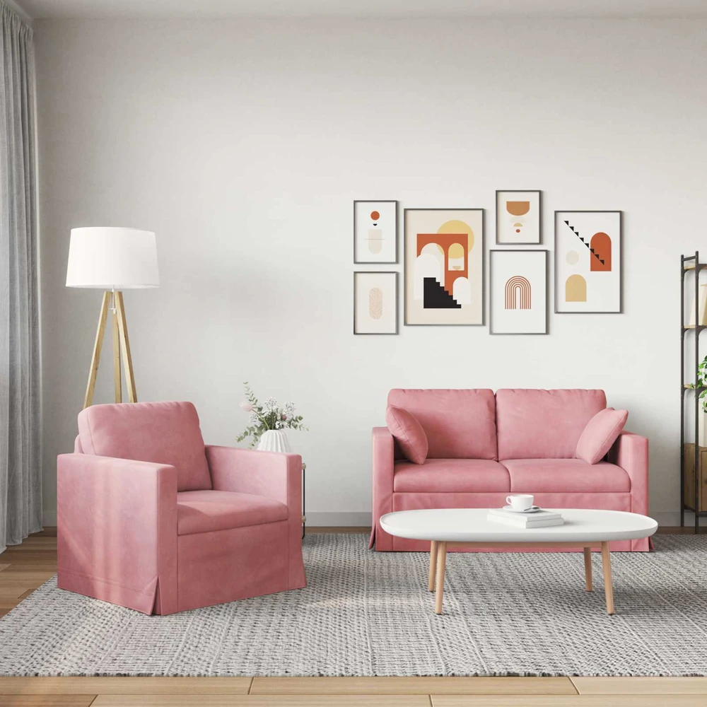 Sofa Sofos komplektas 2 vnt. Rožinė Aksomas