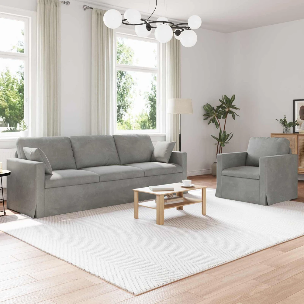 Sofa Sofos komplektas 2 vnt. Šviesiai pilka Aksomas