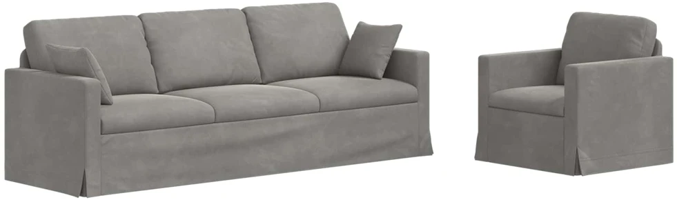 Sofa Sofos komplektas 2 vnt. Šviesiai pilka Aksomas