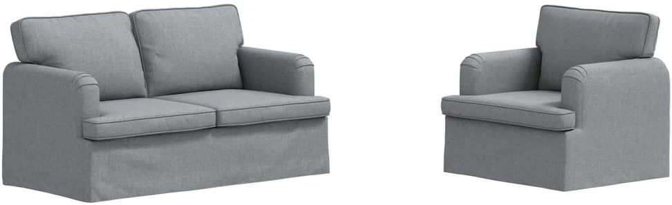 Sofa 2 pcs Šviesiai pilka Metalas