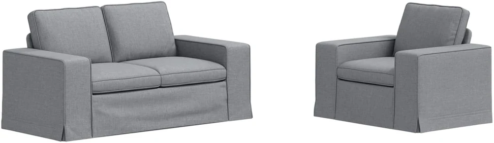 Sofa 2 pcs Šviesiai pilka Metalas