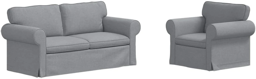 Sofa 2 pcs Šviesiai pilka Metalas