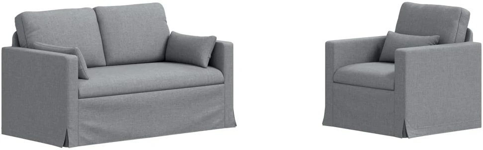 Sofa 2 pcs Šviesiai pilka Metalas