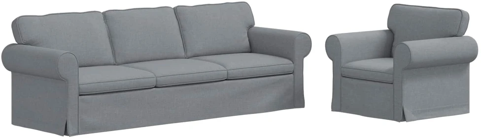 Sofa 2 pcs Šviesiai pilka Metalas
