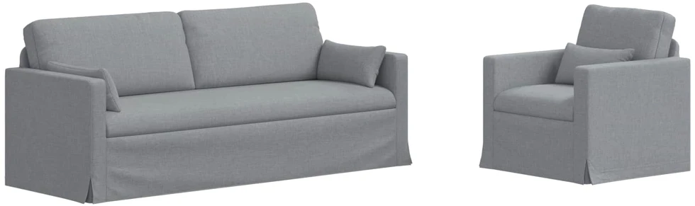 Sofa 2 pcs Šviesiai pilka Metalas