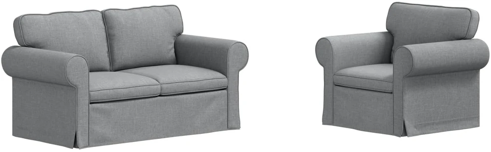 Sofa 2 pcs Šviesiai pilka Metalas