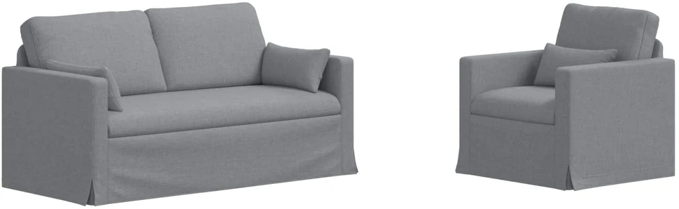 Sofa 2 pcs Šviesiai pilka Metalas