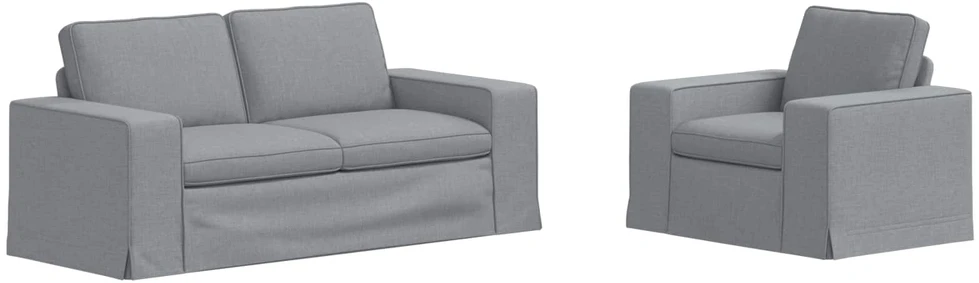 Sofa 2 pcs Šviesiai pilka Metalas