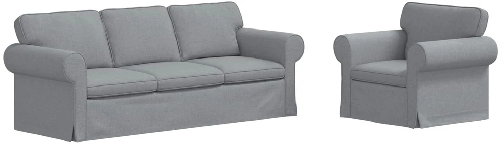 Sofa 2 pcs Šviesiai pilka Metalas