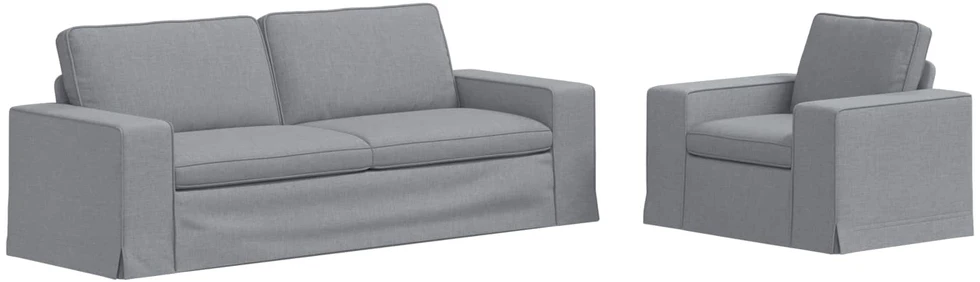 Sofa 2 pcs Šviesiai pilka Metalas