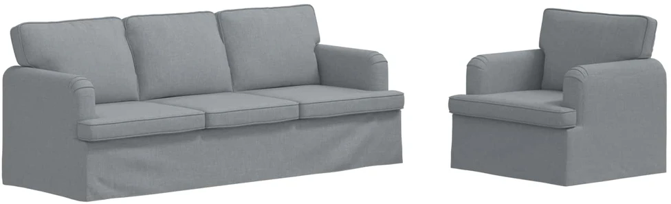 Sofa 2 pcs Šviesiai pilka Metalas