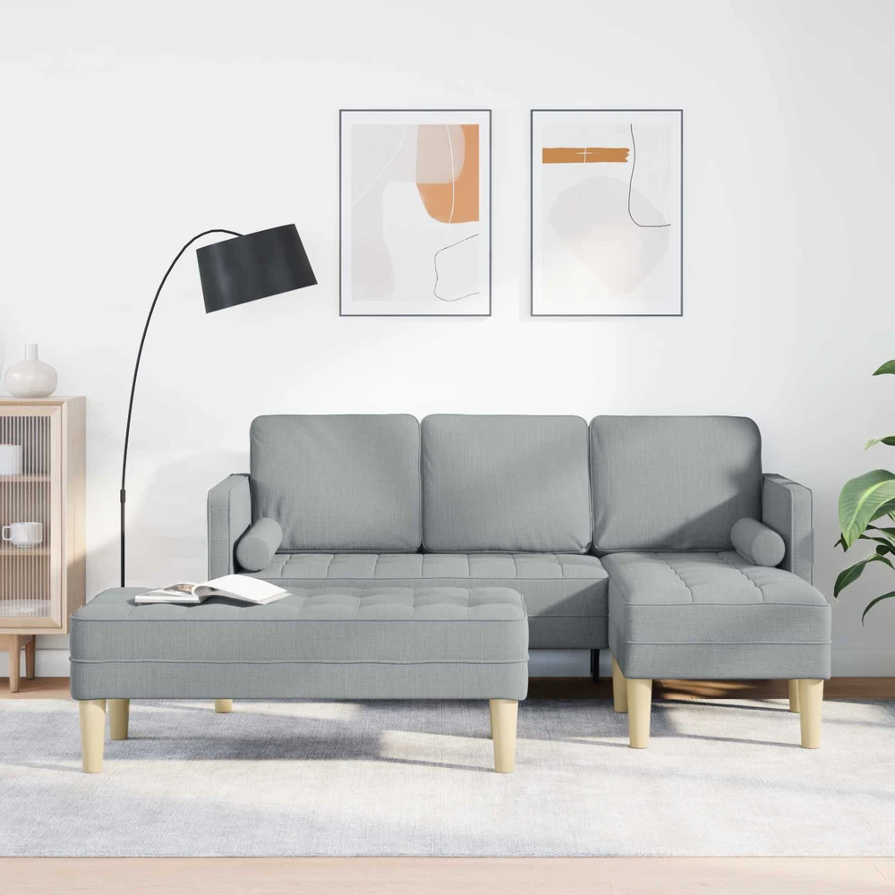 Sofa Sofos komplektas 2 vnt. Šviesiai pilka Poliesteris