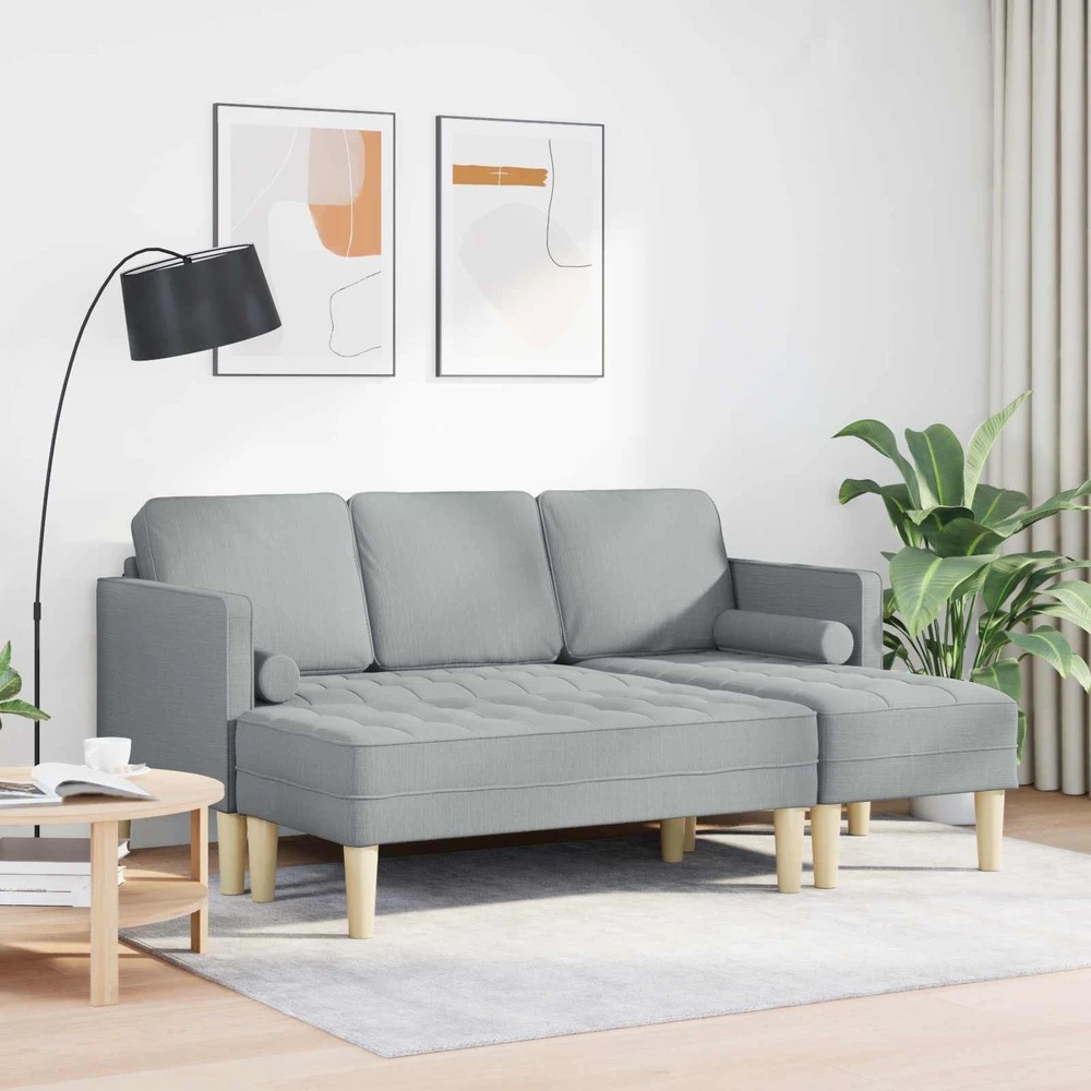 Sofa Sofos komplektas 2 vnt. Šviesiai pilka Poliesteris
