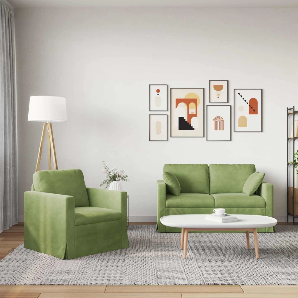 Sofa Sofos komplektas 2 vnt. Šviesiai žalia Aksomas
