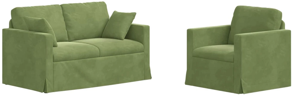 Sofa Sofos komplektas 2 vnt. Šviesiai žalia Aksomas