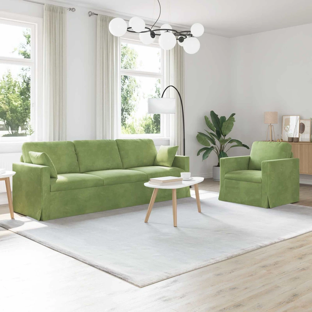 Sofa Sofos komplektas 2 vnt. Šviesiai žalia Aksomas