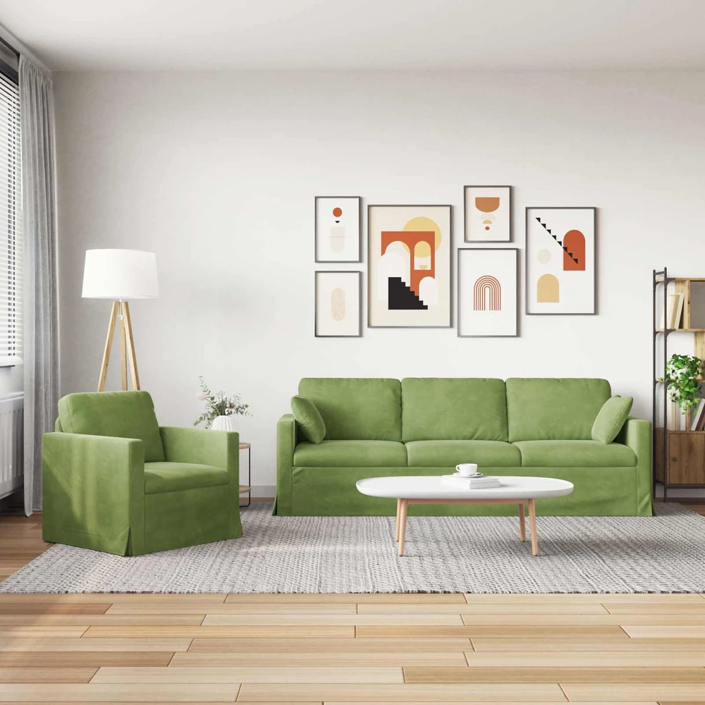 Sofa Sofos komplektas 2 vnt. Šviesiai žalia Aksomas