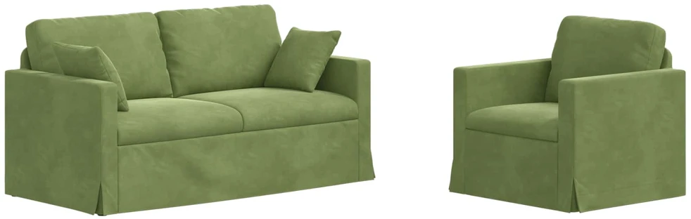 Sofa Sofos komplektas 2 vnt. Šviesiai žalia Aksomas