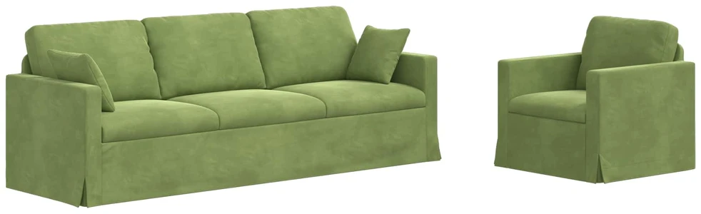 Sofa Sofos komplektas 2 vnt. Šviesiai žalia Aksomas