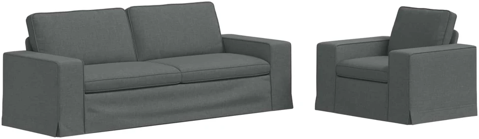 Sofa 2 pcs Tamsiai pilka Metalas