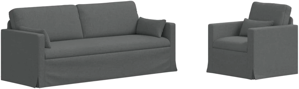 Sofa 2 pcs Tamsiai pilka Metalas