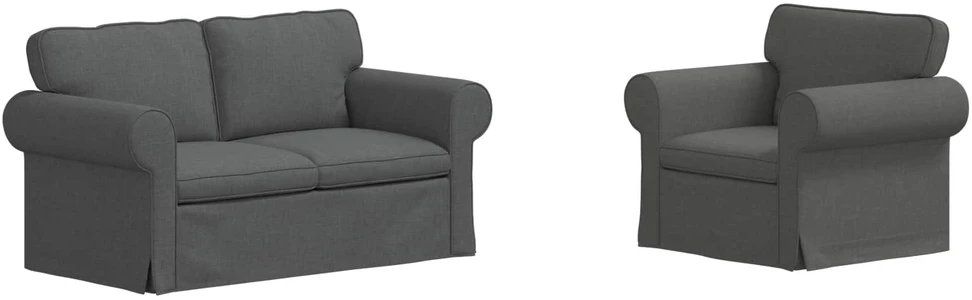 Sofa 2 pcs Tamsiai pilka Metalas