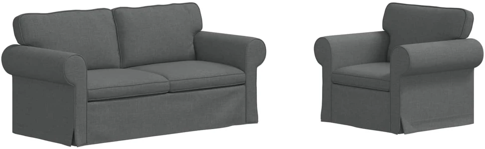 Sofa 2 pcs Tamsiai pilka Metalas