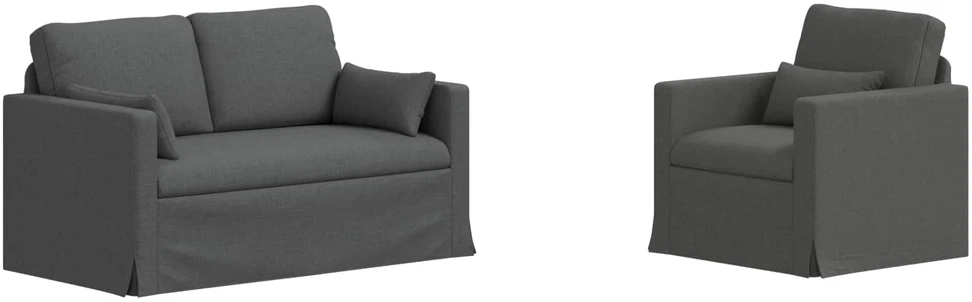 Sofa 2 pcs Tamsiai pilka Metalas