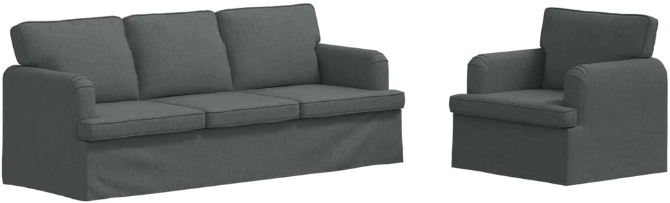Sofa 2 pcs Tamsiai pilka Metalas