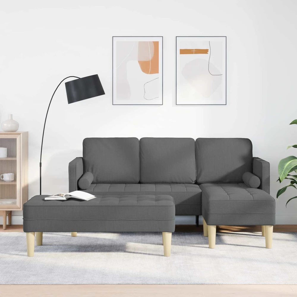 Sofa Sofos komplektas 2 vnt. Tamsiai pilka Poliesteris