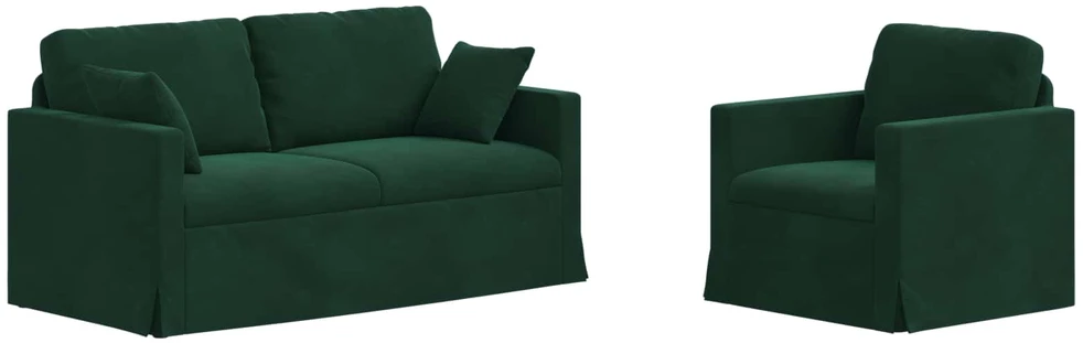Sofa Sofos komplektas 2 vnt. Tamsiai žalia Aksomas