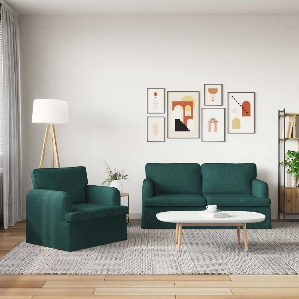Sofa Sofos komplektas 2 vnt. Tamsiai žalia audinys