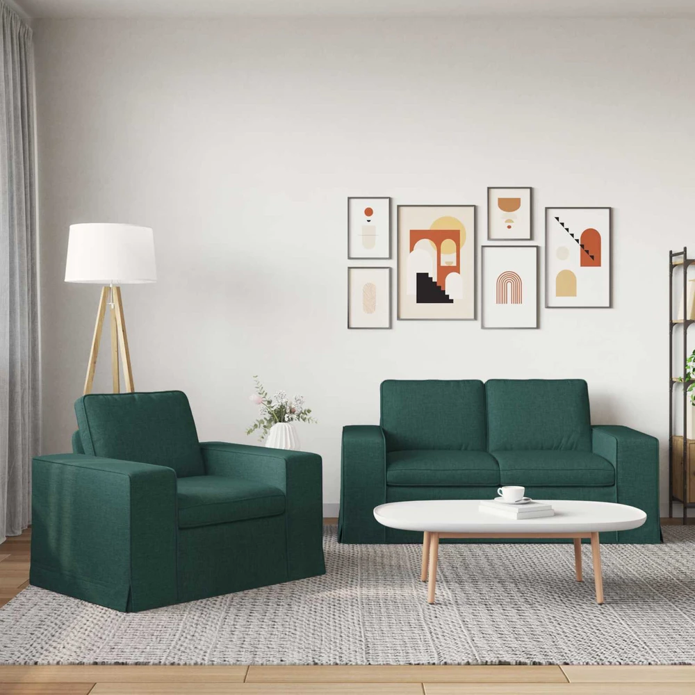 Sofa Sofos komplektas 2 vnt. Tamsiai žalia audinys