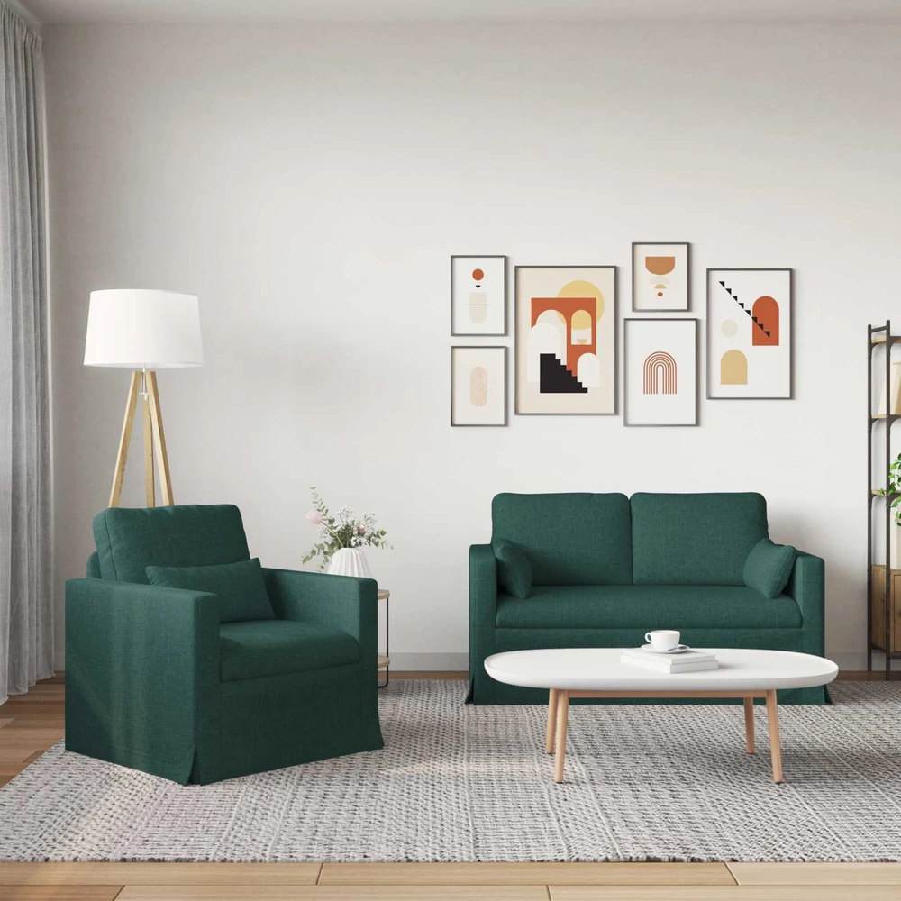 Sofa Sofos komplektas 2 vnt. Tamsiai žalia audinys