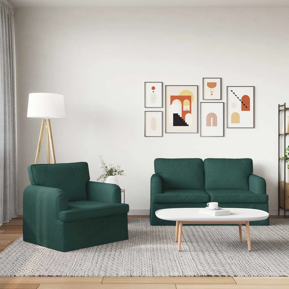 Sofa Sofos komplektas 2 vnt. Tamsiai žalia audinys