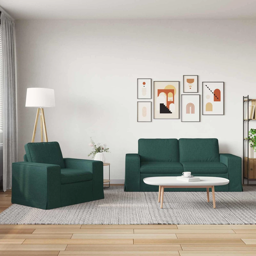 Sofa Sofos komplektas 2 vnt. Tamsiai žalia audinys