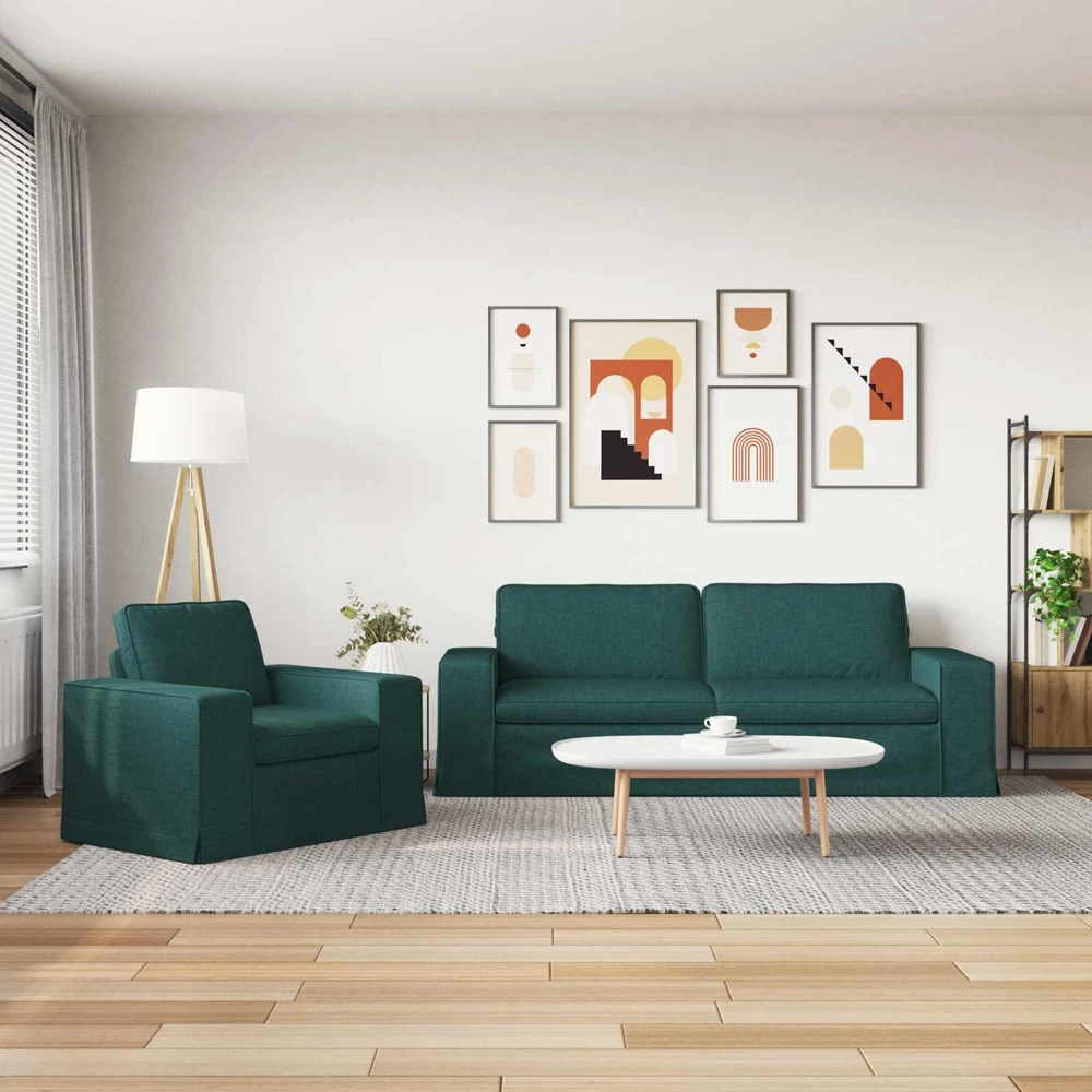 Sofa Sofos komplektas 2 vnt. Tamsiai žalia audinys