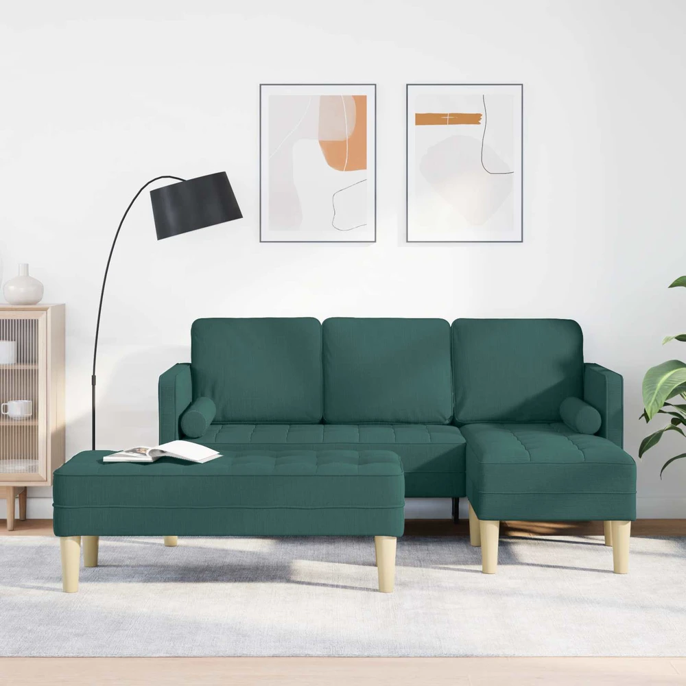 Sofa Sofos komplektas 2 vnt. Tamsiai žalia Poliesteris