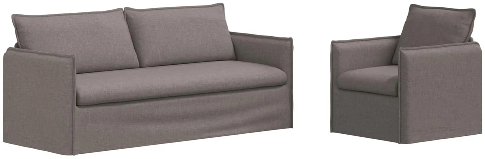 Sofa 2 pcs Taupe Metalas